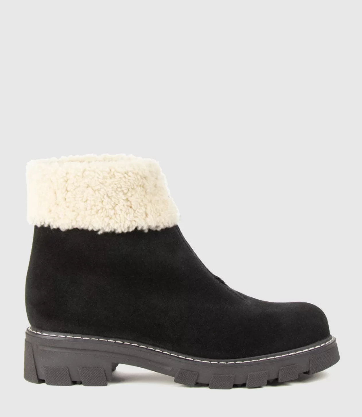 Edward Meller Ankle Boots<Abban Front Zip Boot With Shearling In Black Suede