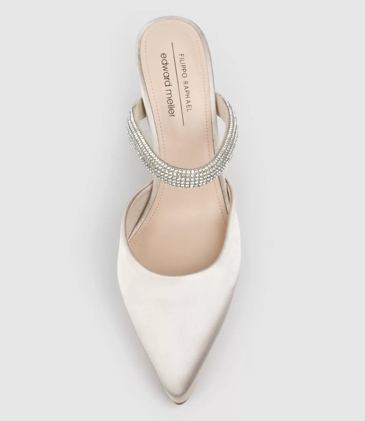 Edward Meller High Heel<Alexa85 Closed Toe Slide With Diamante Band In Champagne Satin