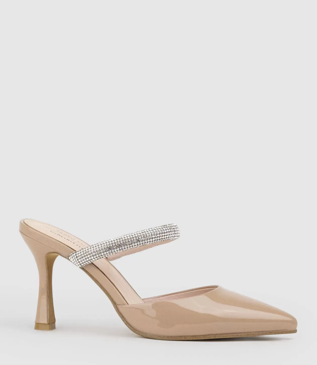 Edward Meller High Heel<Alexa85 Closed Toe Slide With Diamante Band In Nude Patent