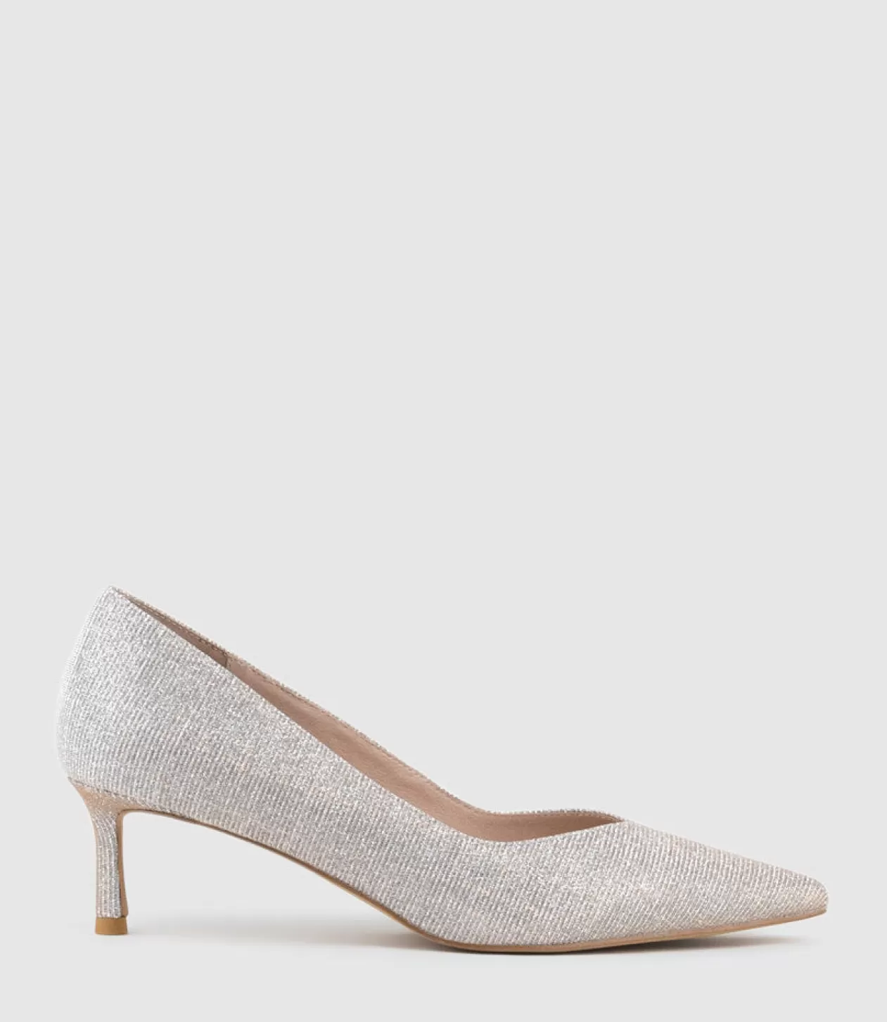 Edward Meller Kitten Heel Pumps<Annette55 V Throat Pump In Silver Ritz