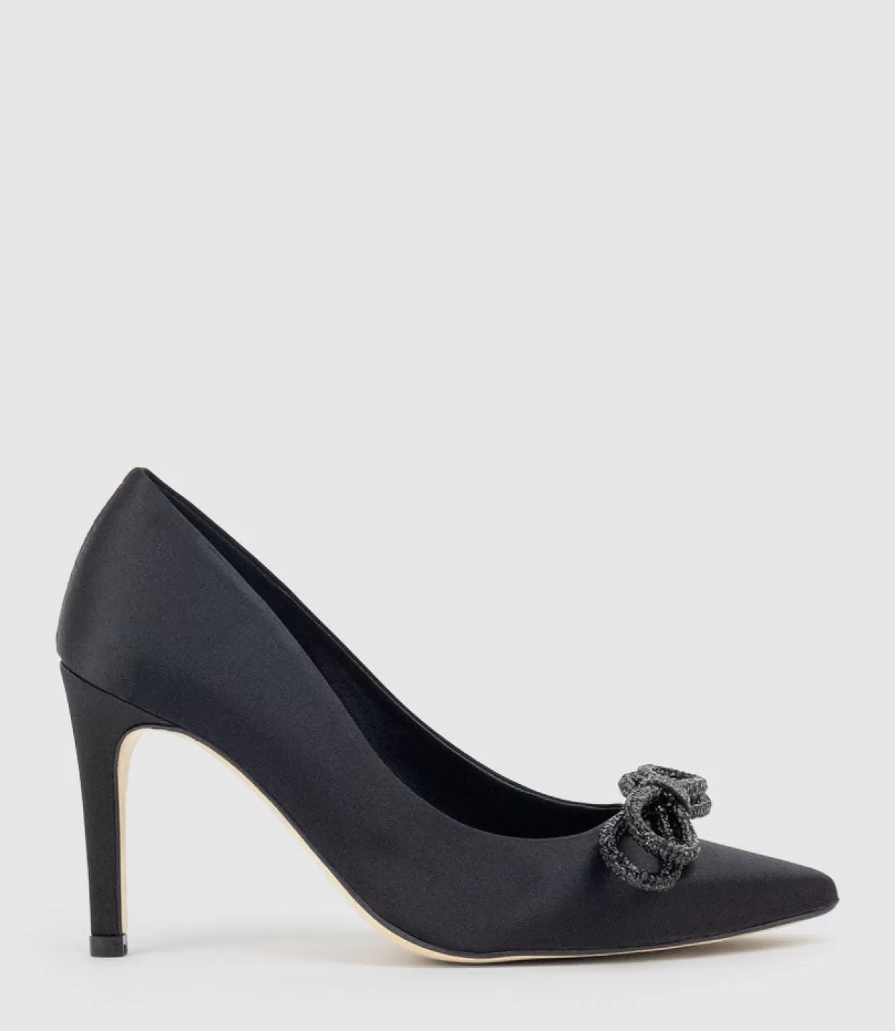 Edward Meller High Heel<Astiria90 Pump With Crystal Bow In Black Satin