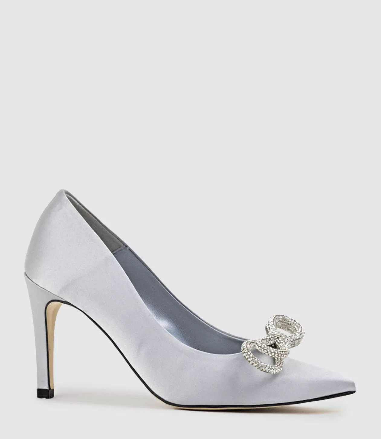 Edward Meller High Heel<Astiria90 Pump With Crystal Bow In Silver Satin