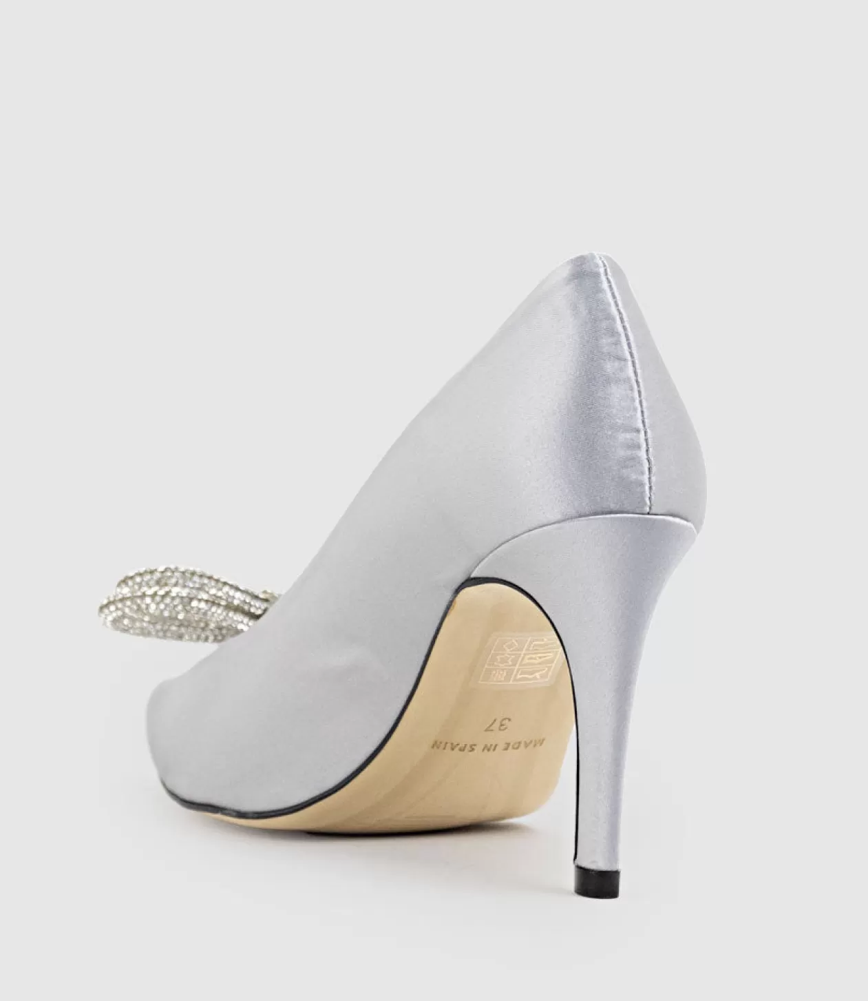 Edward Meller High Heel<Astiria90 Pump With Crystal Bow In Silver Satin