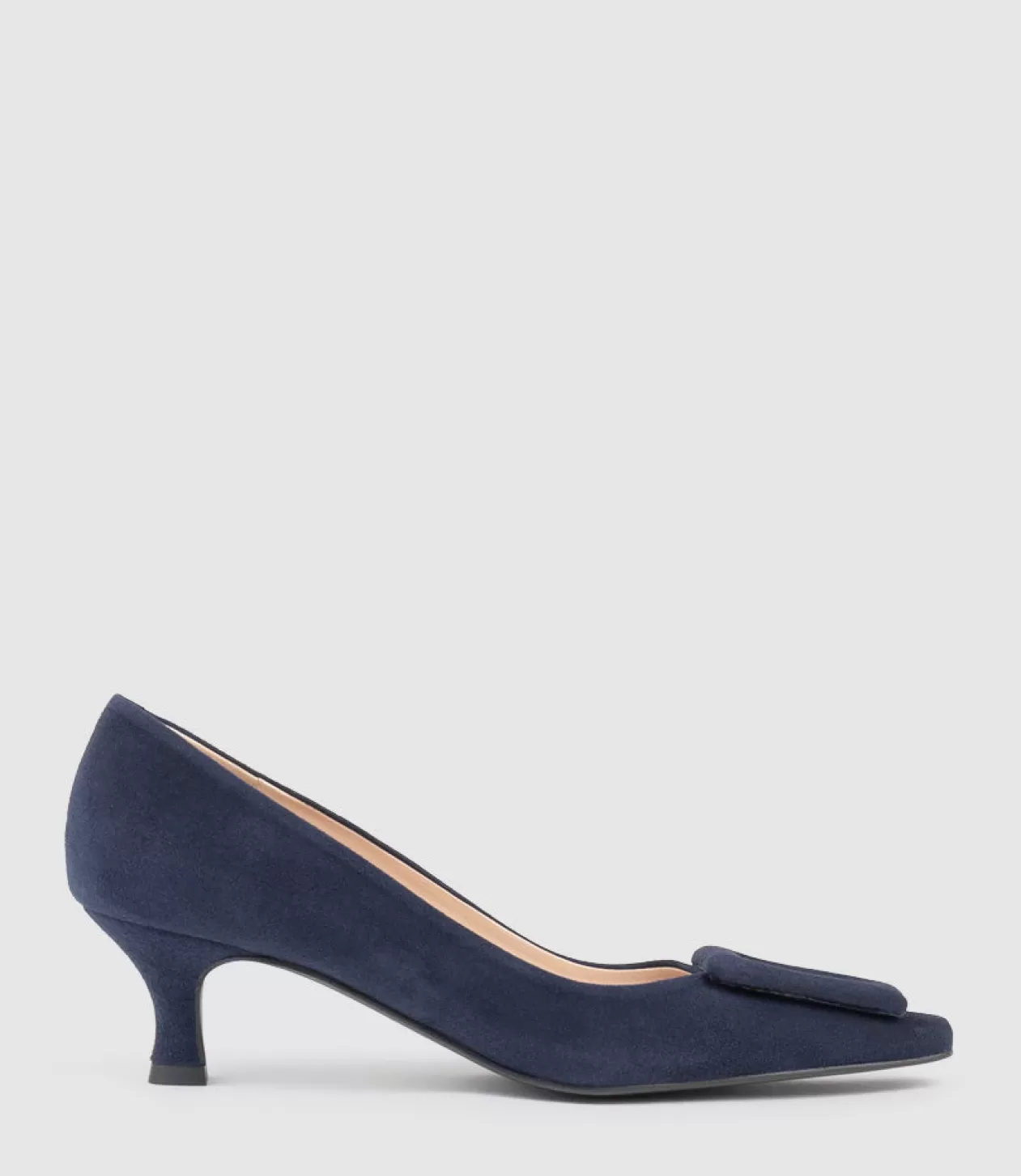 Edward Meller Mid Heel<Astra60 Pump With Trim In Navy Suede