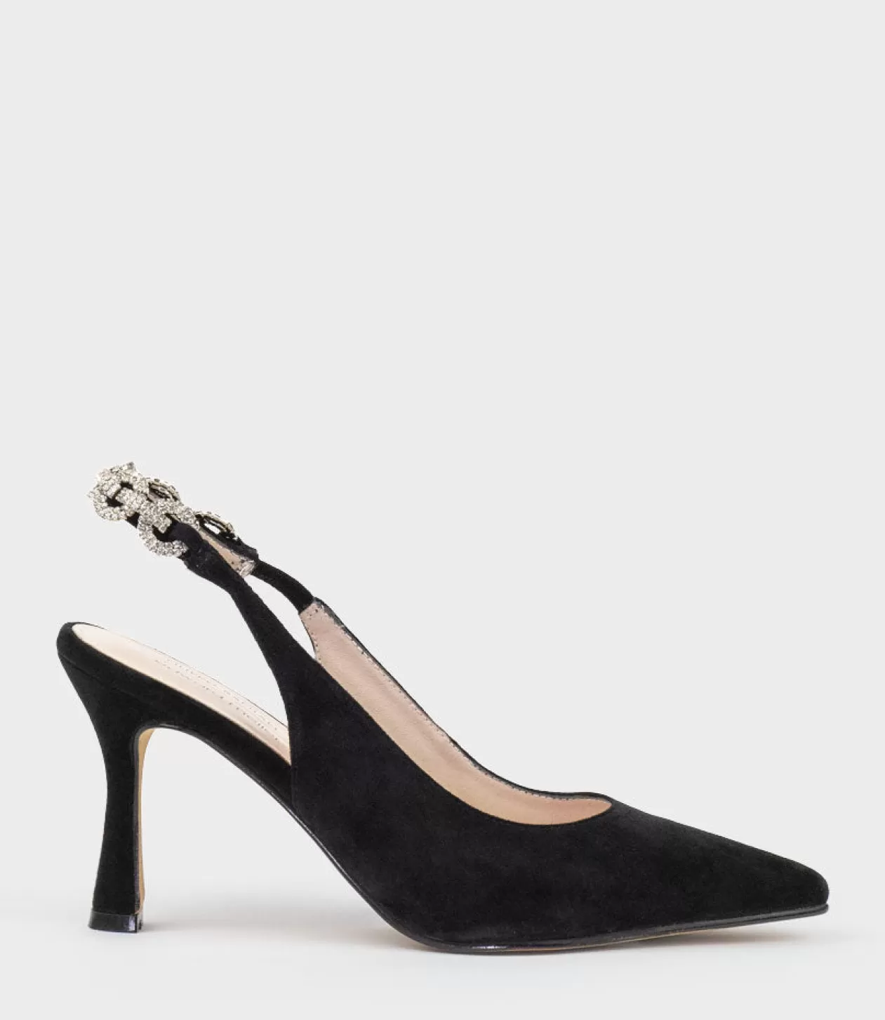 Edward Meller High Heel<Azalia85 Slingback Pump With Diamond Band In Black Suede