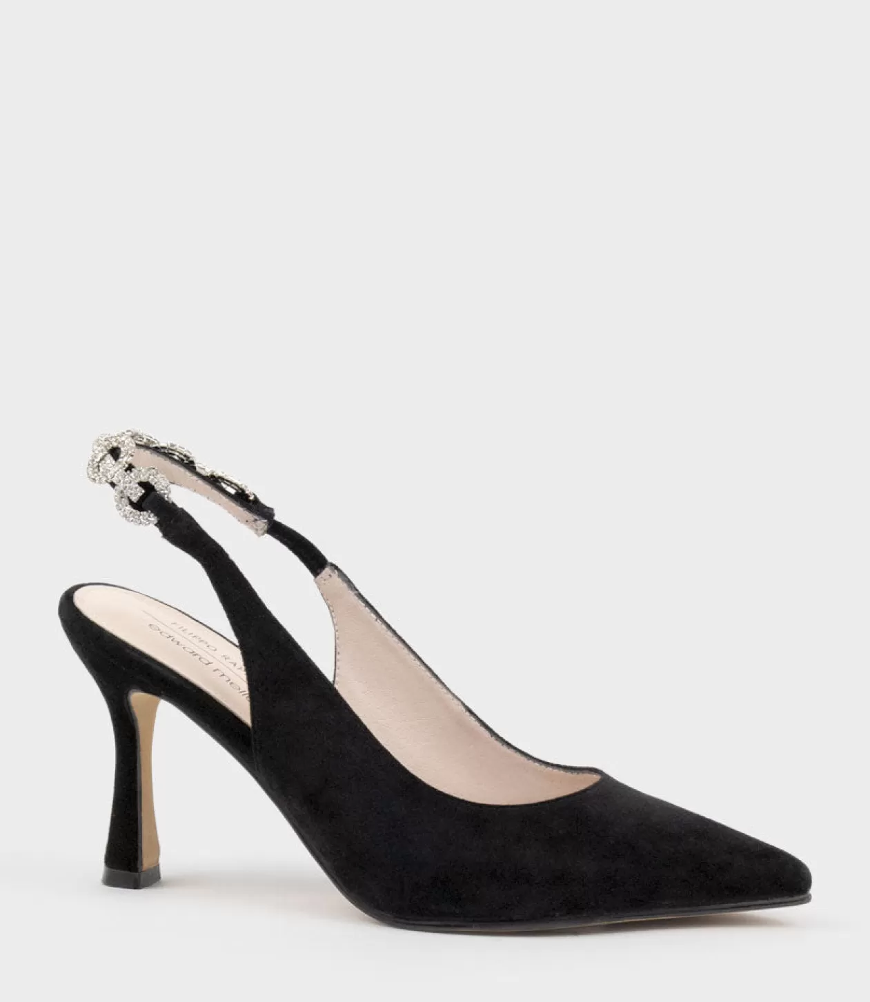 Edward Meller High Heel<Azalia85 Slingback Pump With Diamond Band In Black Suede