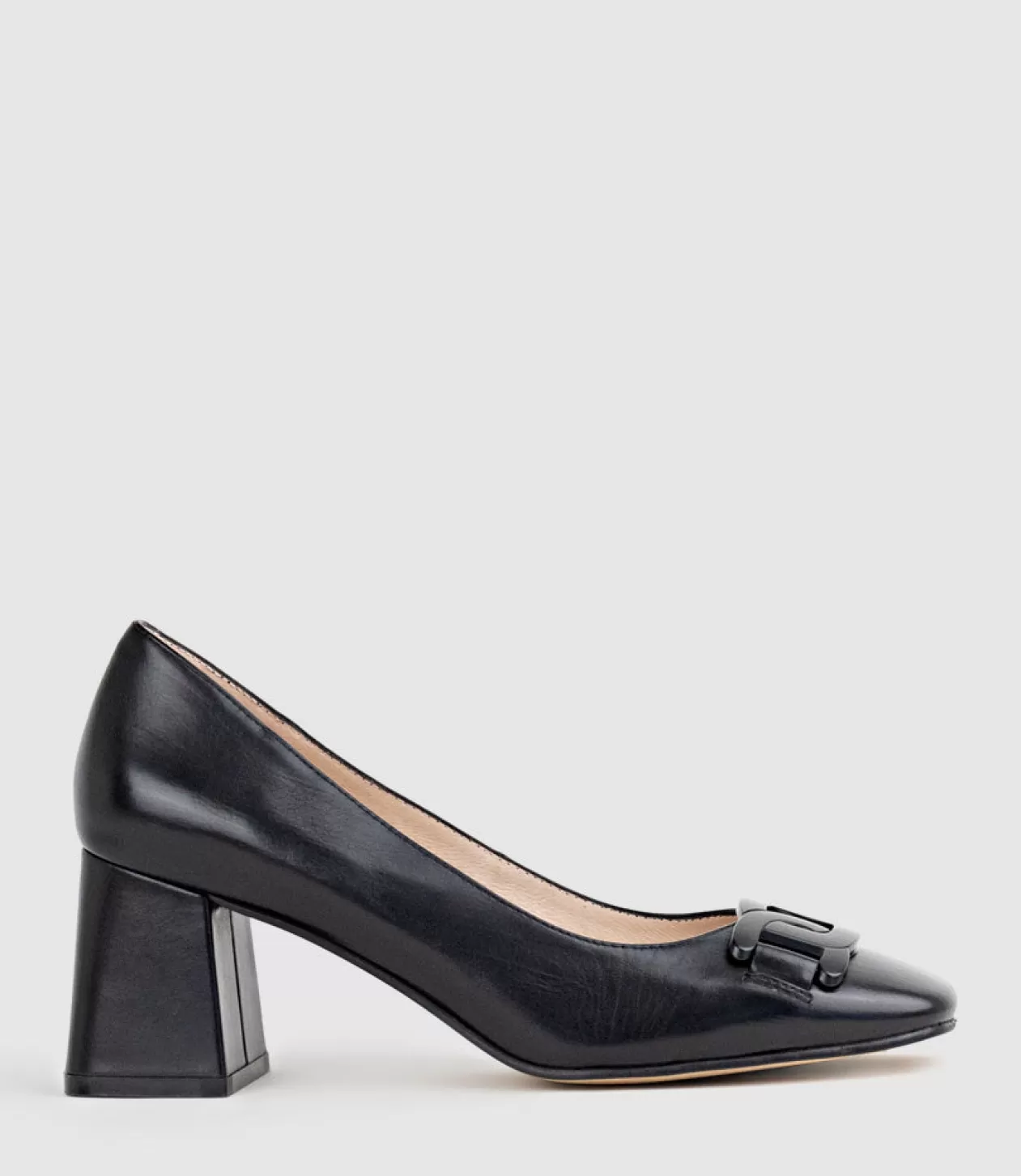 Edward Meller Mid Heel<Bianca65 Pump With Trim In Black Calf