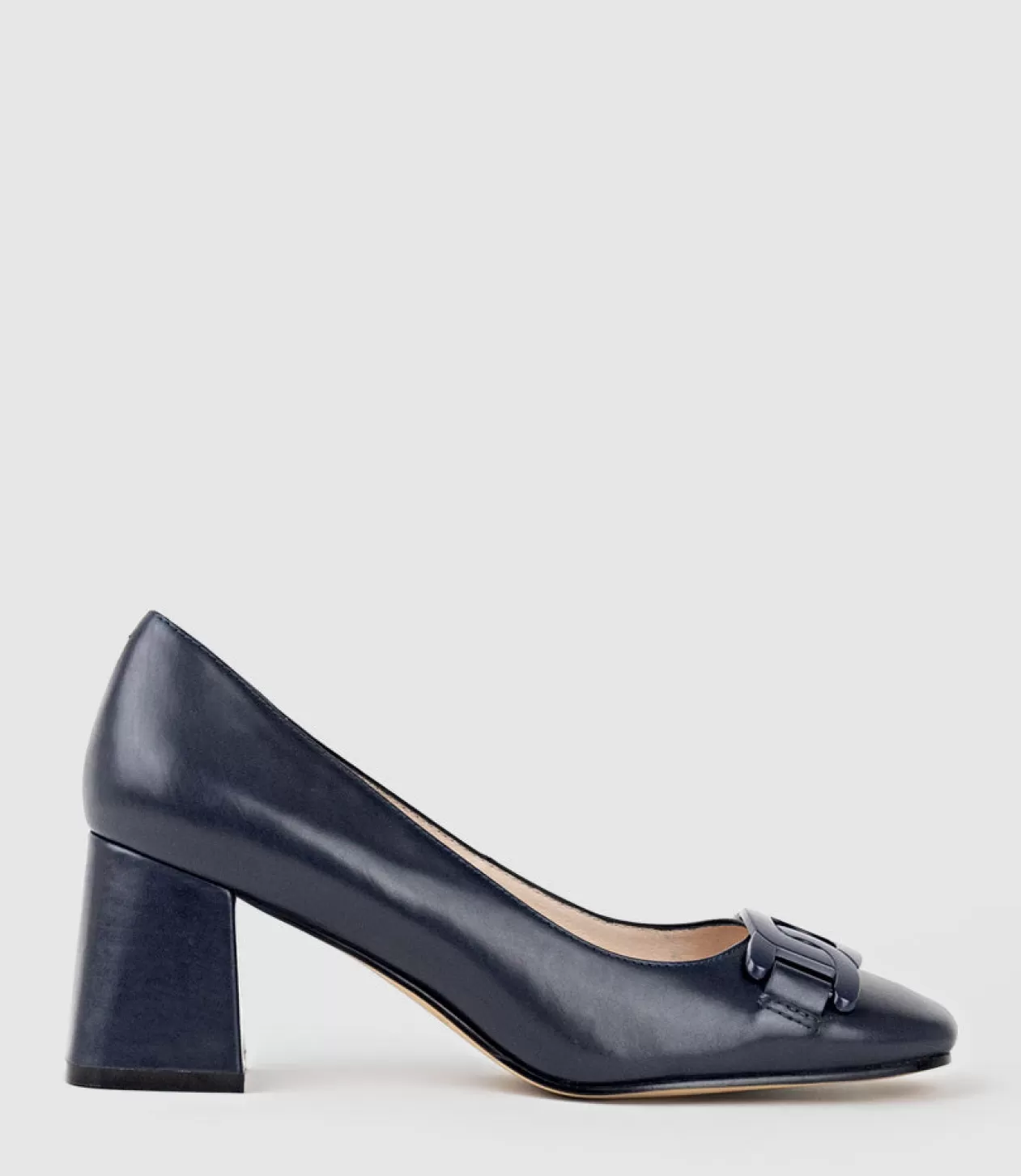 Edward Meller Mid Heel<Bianca65 Pump With Trim In Navy Calf