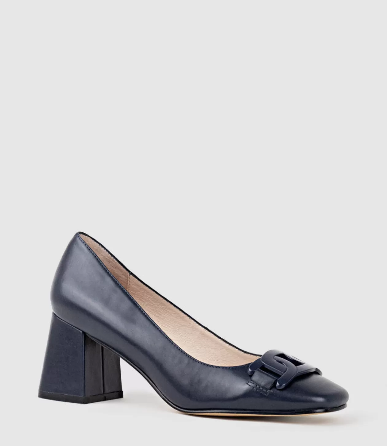 Edward Meller Mid Heel<Bianca65 Pump With Trim In Navy Calf