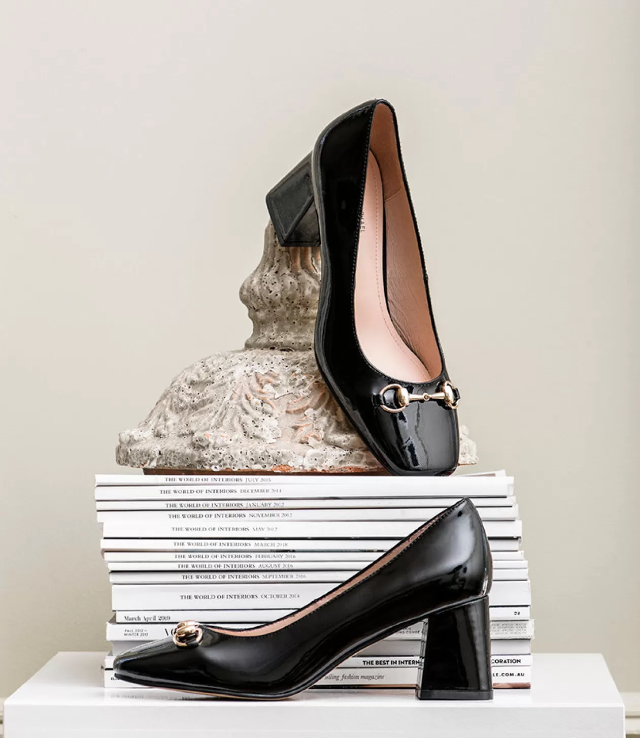 Edward Meller Mid Heel<Blythe65 Square Toe Pump With Hardware In Black Patent