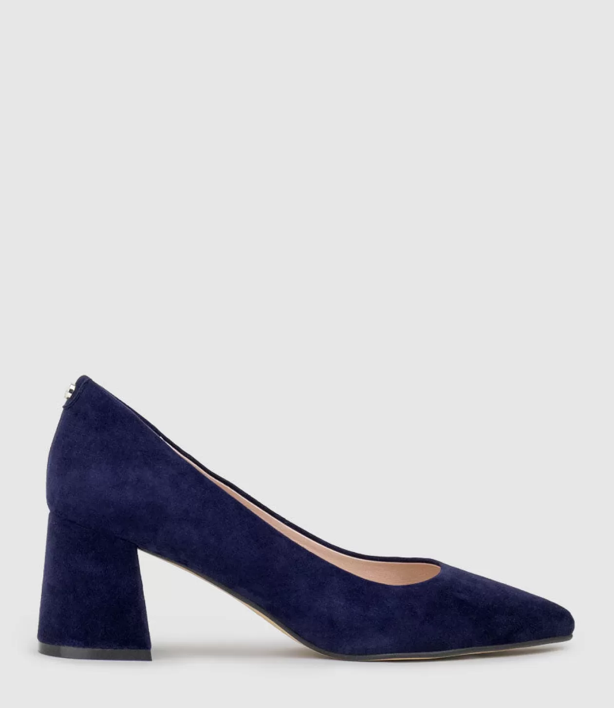 Edward Meller Mid Heel<Brooke65 Pointed Block Heel Pump In Navy Suede