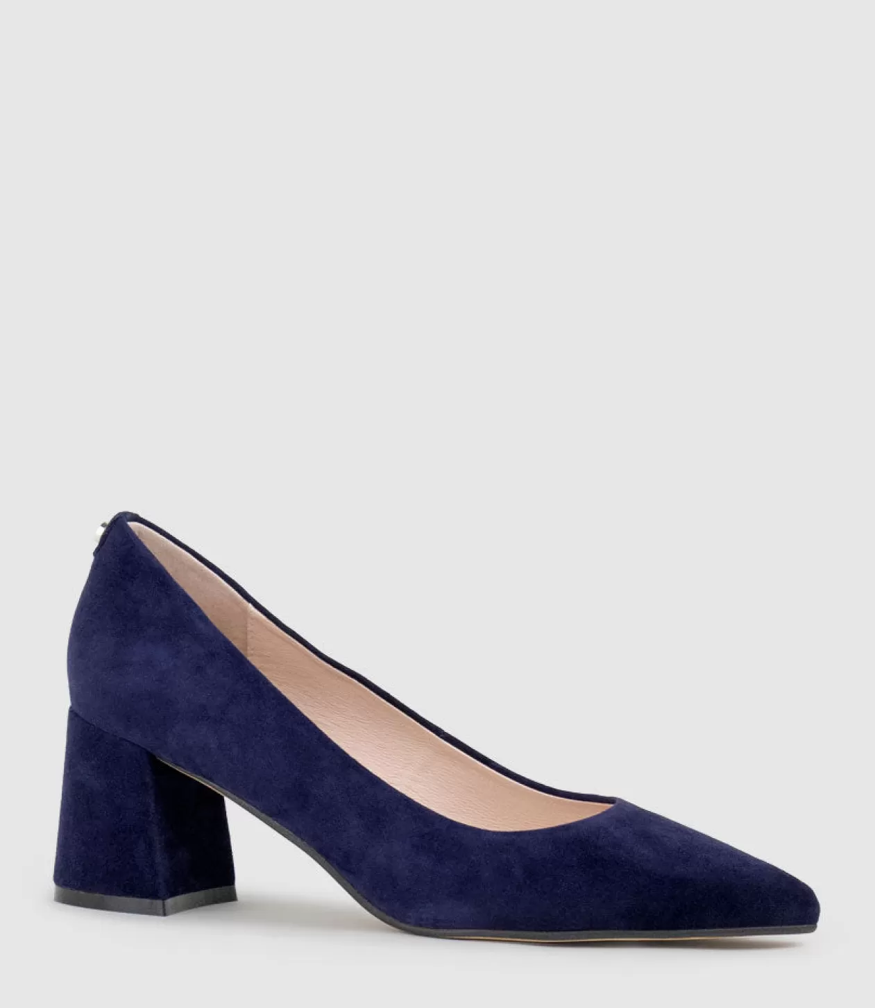 Edward Meller Mid Heel<Brooke65 Pointed Block Heel Pump In Navy Suede