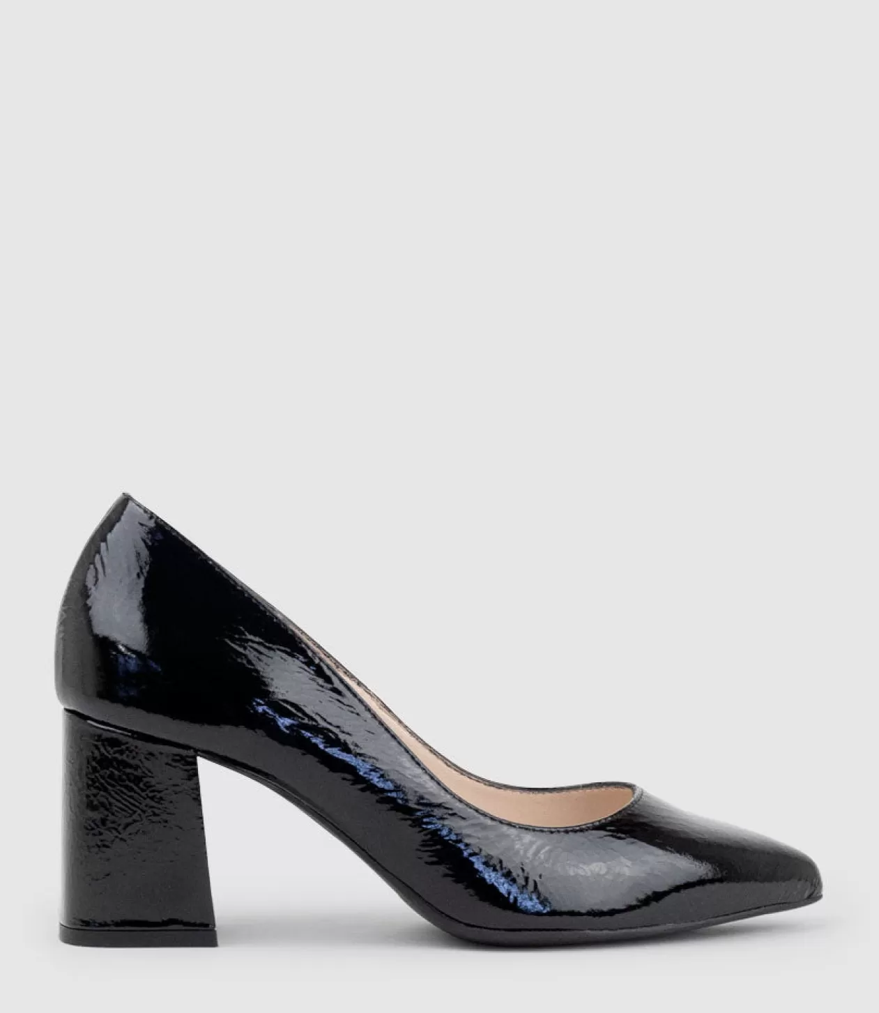 Edward Meller Mid Heel<Bryson70 Block Heel Pump In Black Patent