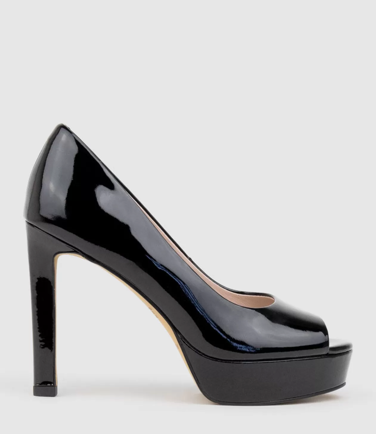 Edward Meller High Heel<Cadie110 Open Toe Platform Pump In Black Patent