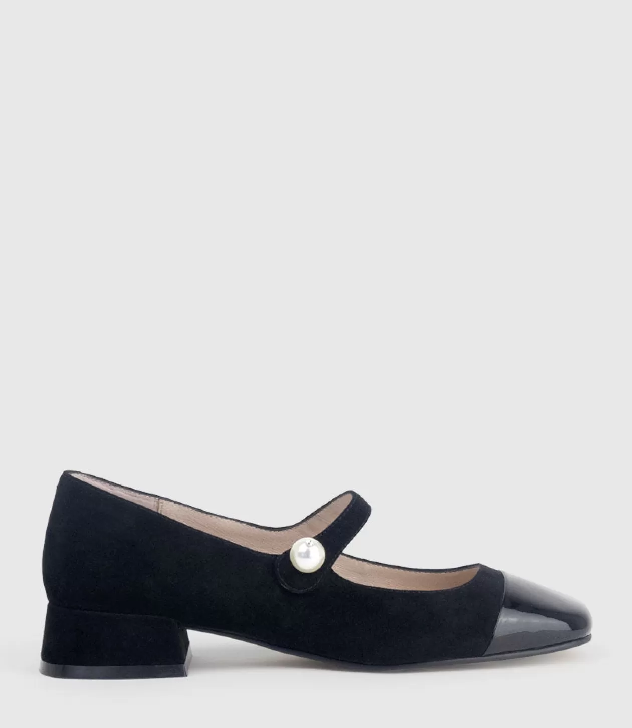 Edward Meller Low Heel<Capulet30 Cap Toe Mary Jane In Black Suede