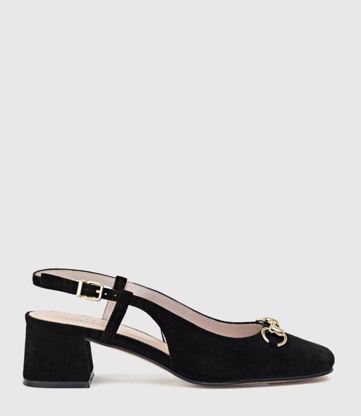 Edward Meller Low Heel<Clementine45 Closed Toe Sling With Hardware In Black Suede