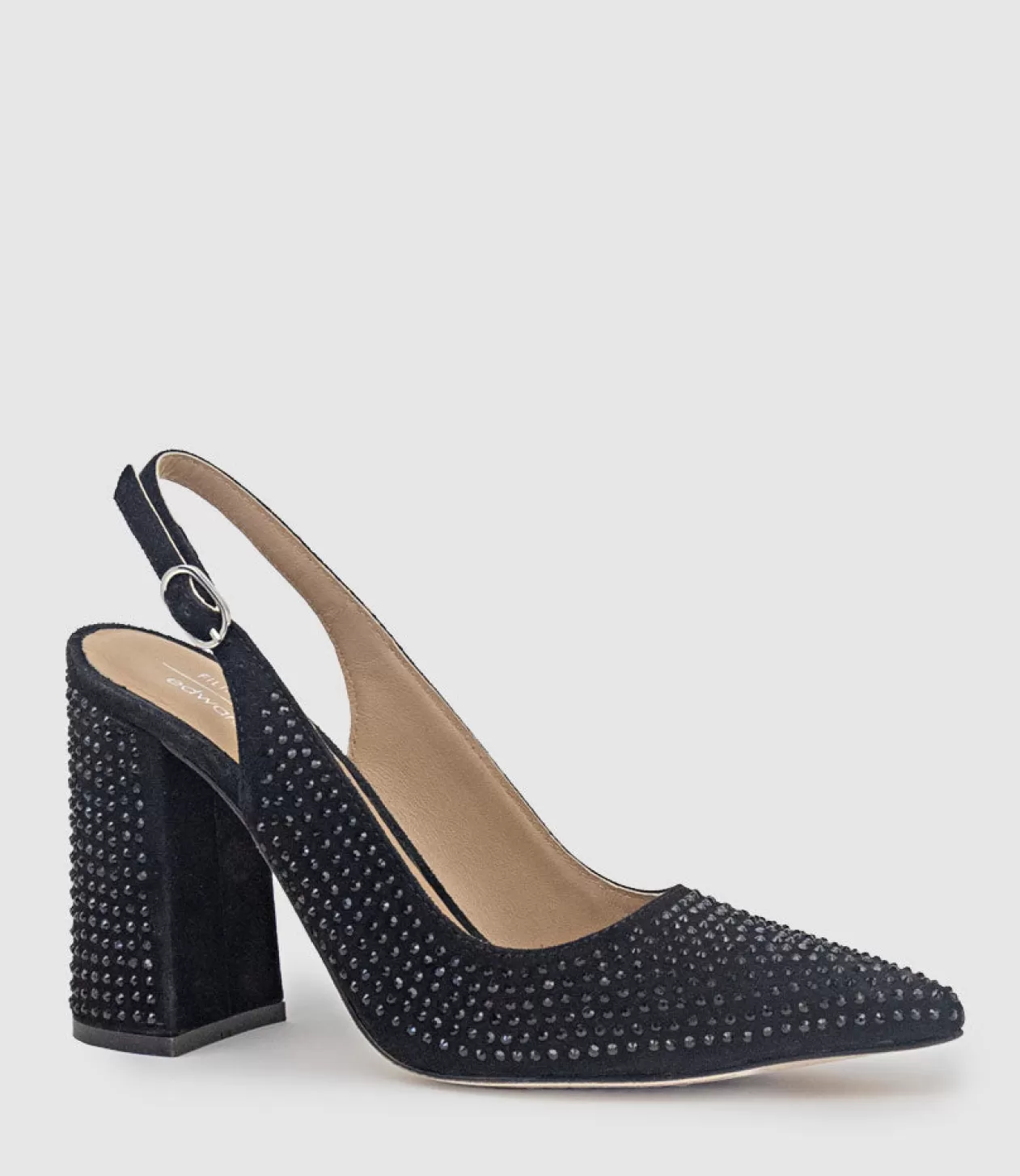 Edward Meller High Heel<Demi100 Crystal Slingback Pump In Black Suede