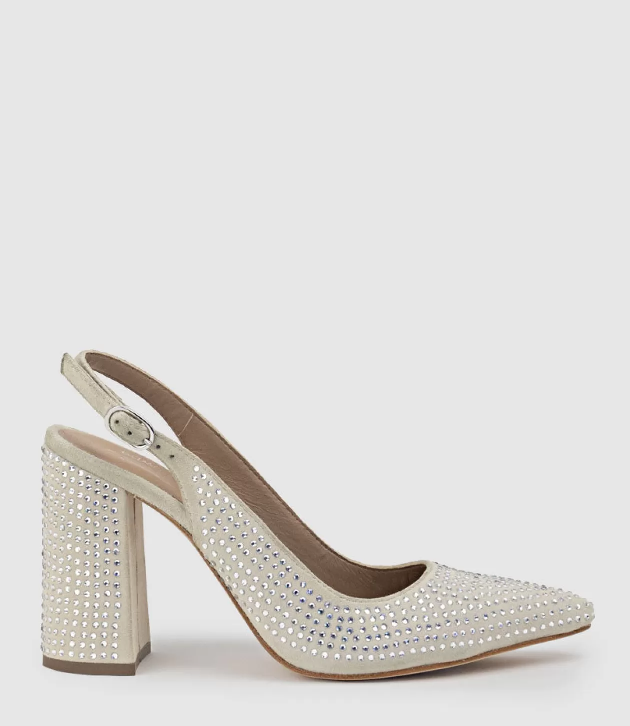 Edward Meller High Heel<Demi100 Crystal Slingback Pump In Offwhite Suede