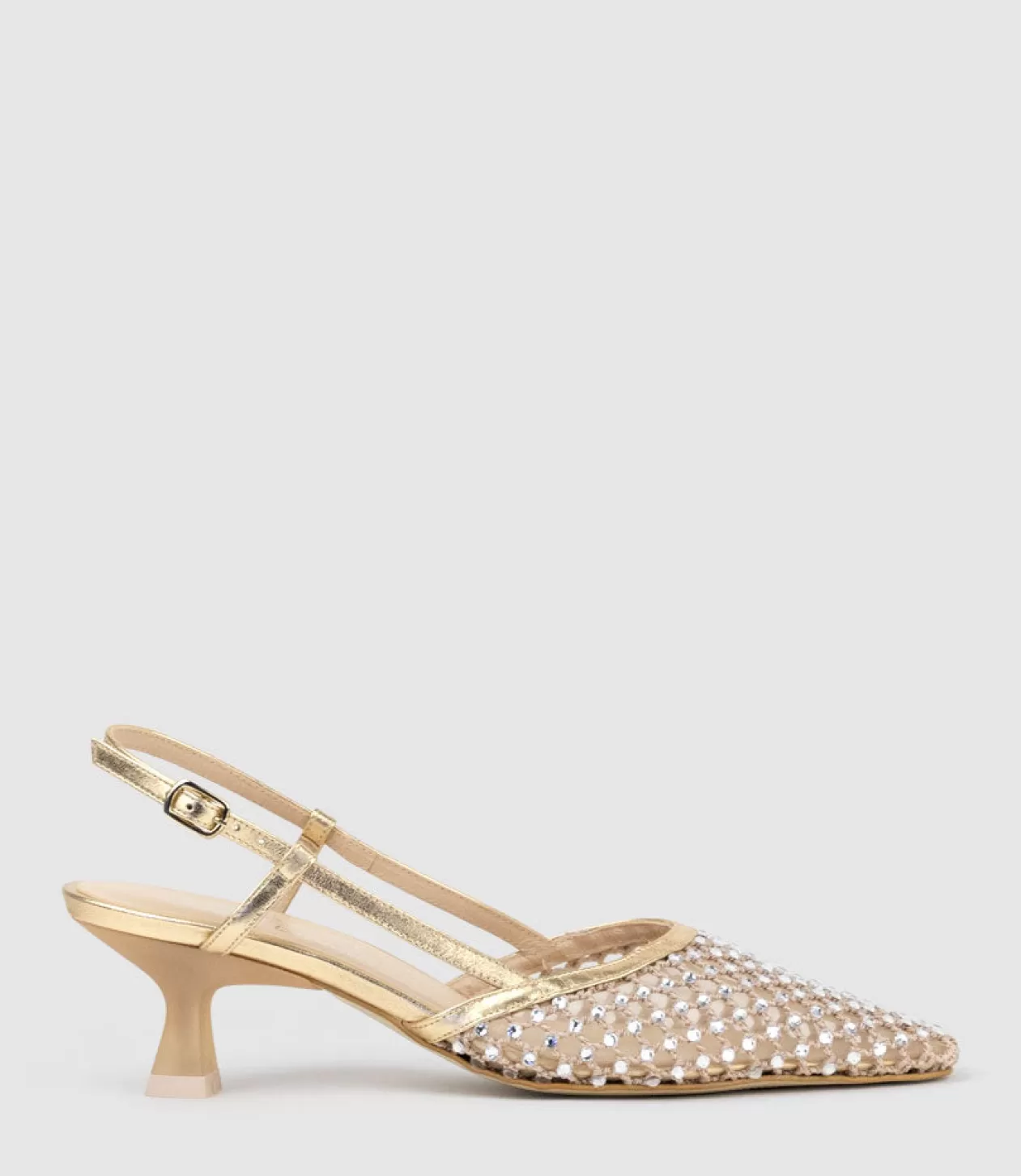 Edward Meller Mid Heel<Destellar60 Crystal Mesh Slingback In Platino