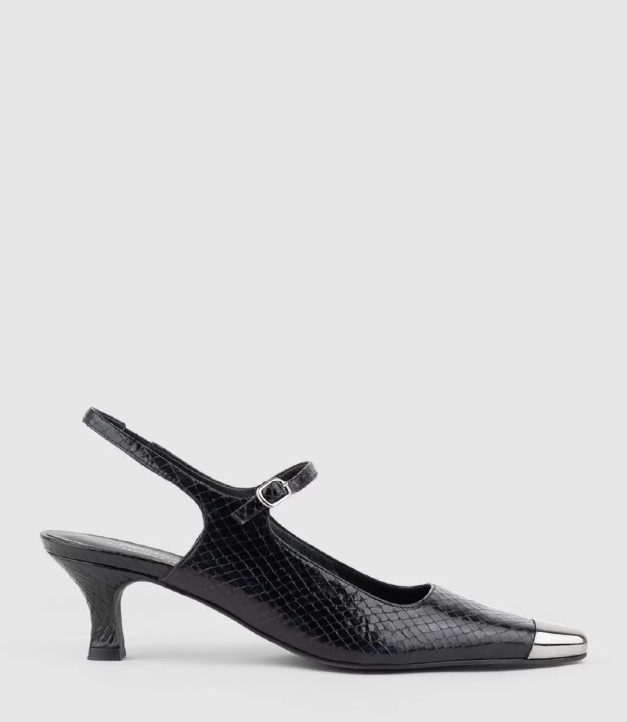 Edward Meller Mid Heel<Devina60 Mary Jane Slingback Pump In Black Reptile