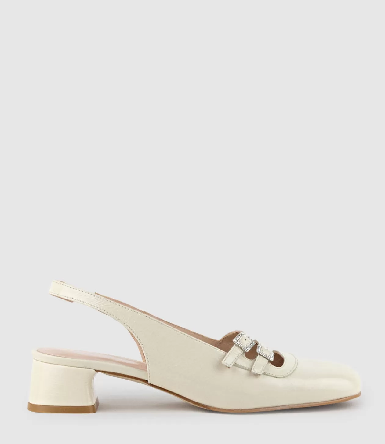 Edward Meller Low Heel<Dorit35 Squond Slingback Pump In Offwhite Crinkle