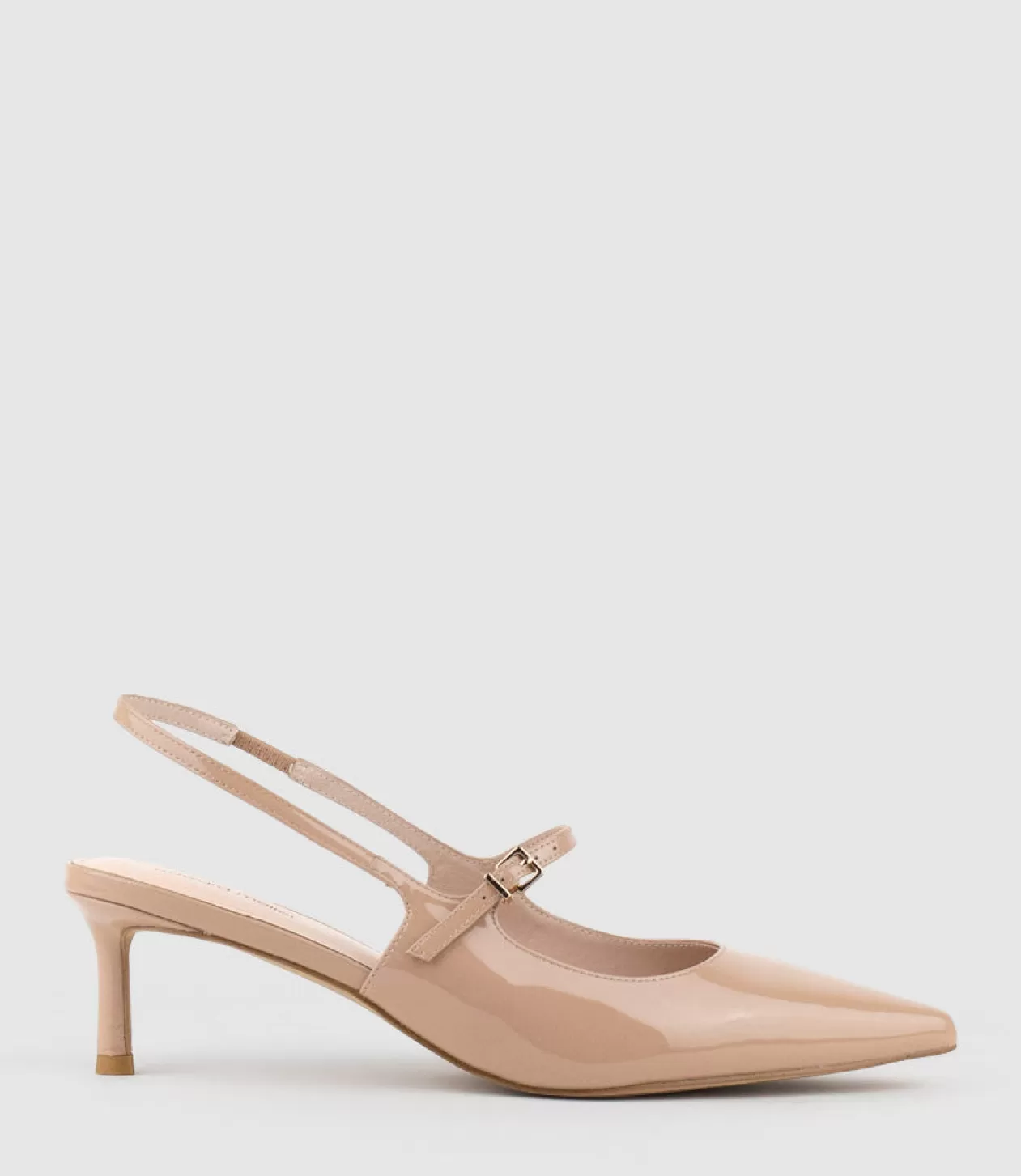 Edward Meller Kitten Heel Pumps<Dove55 Slingback With Strap In Nude Patent