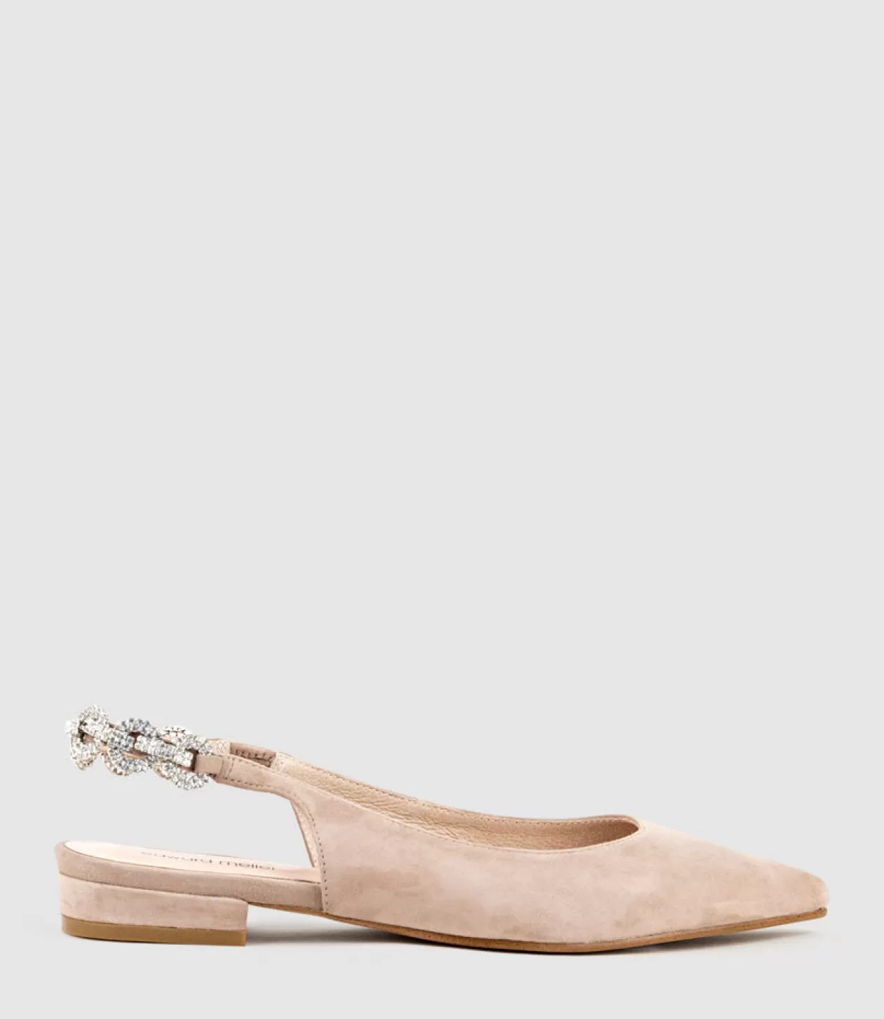 Edward Meller Ballet Flats<Ebony Flat Slingback With Diamond Band In Nude Suede