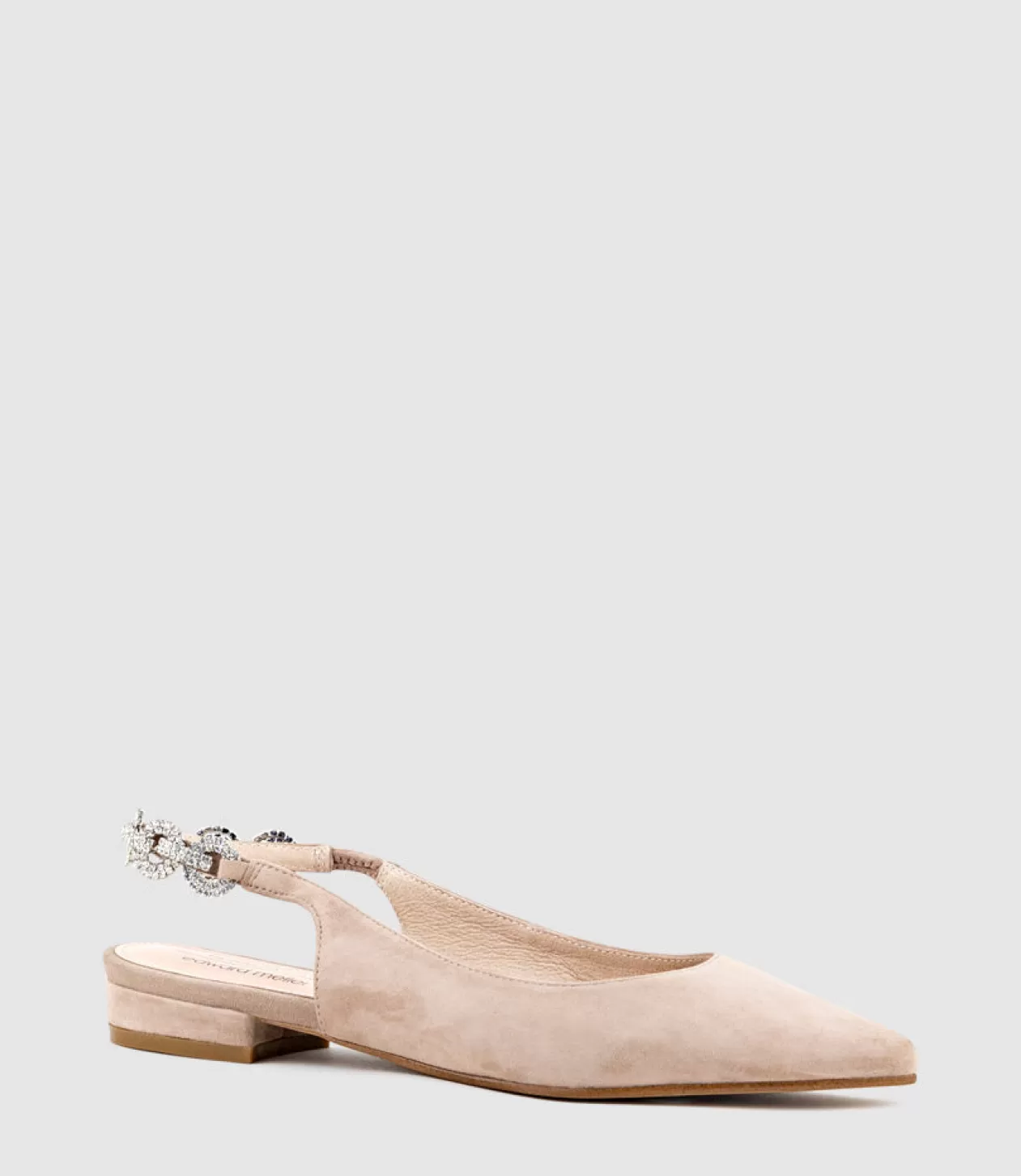 Edward Meller Ballet Flats<Ebony Flat Slingback With Diamond Band In Nude Suede