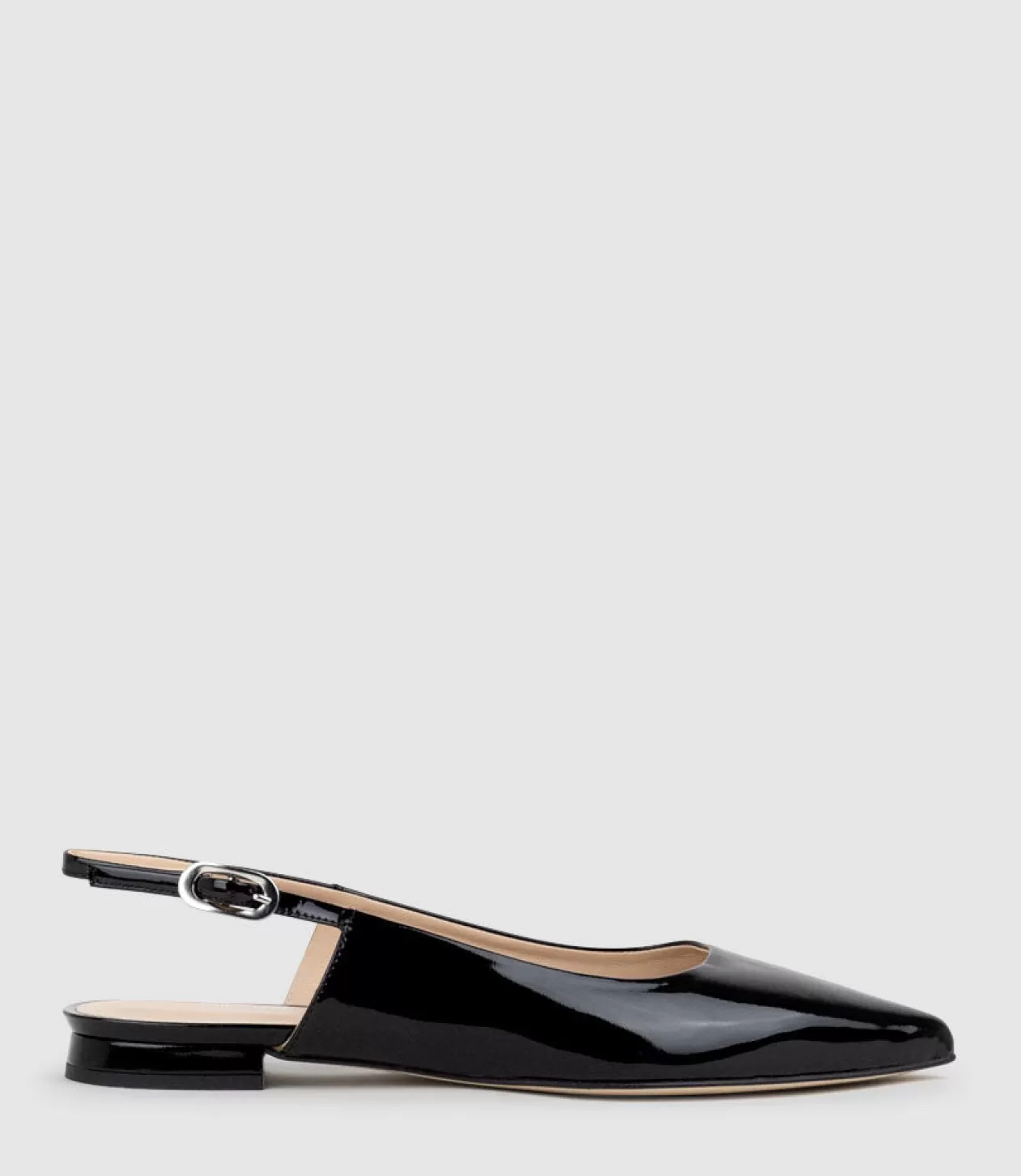 Edward Meller Ballet Flats<Elise Flat Closed Toe Sling In Black Patent