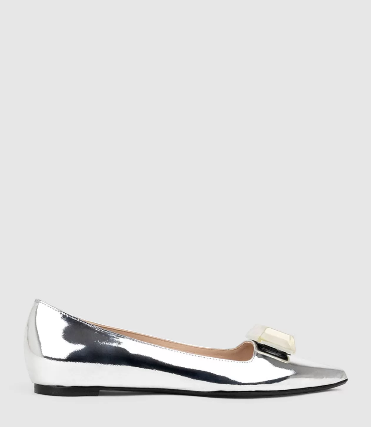 Edward Meller Ballet Flats<Emrata Pointed Ballet With Trim In Silver