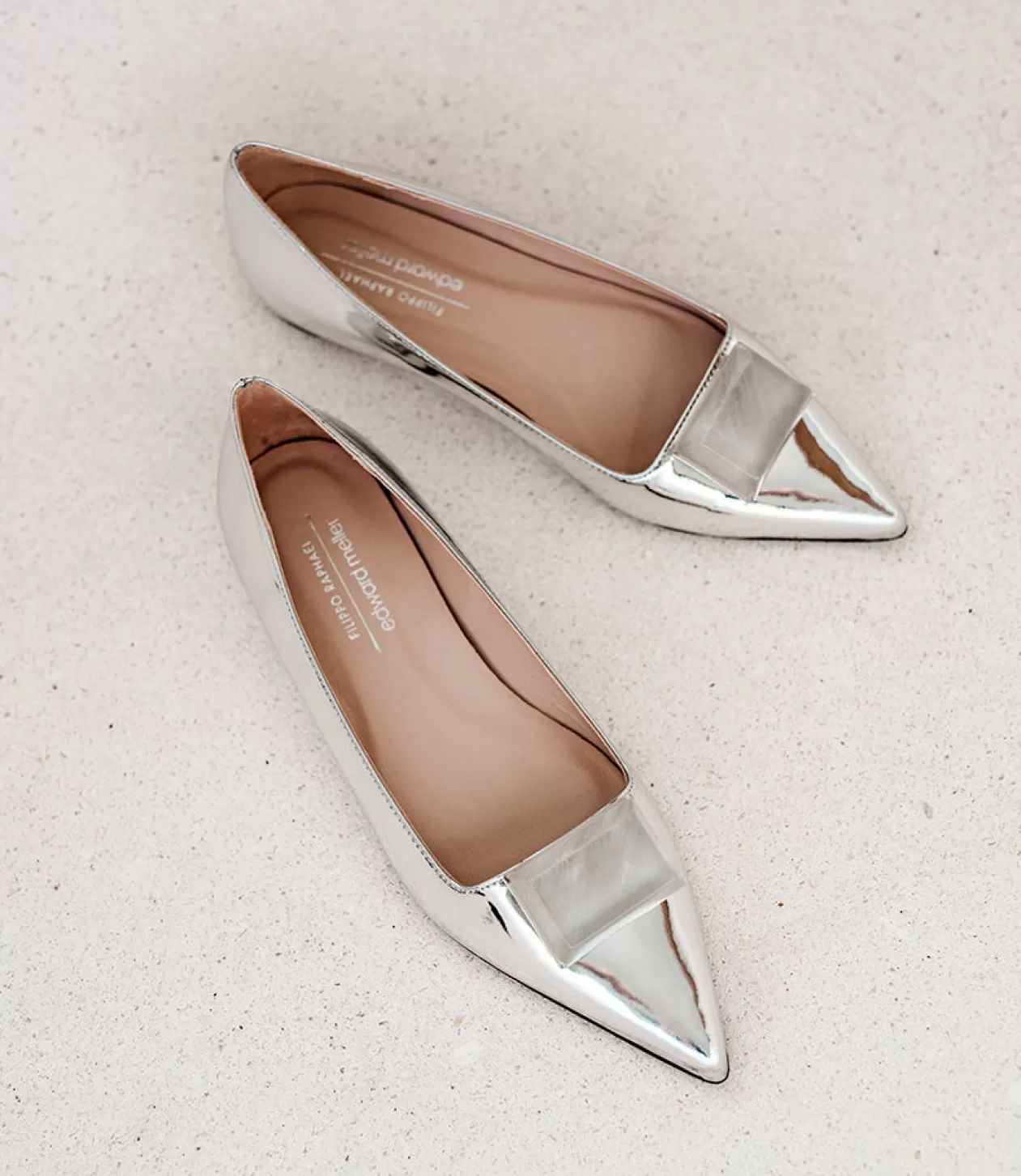 Edward Meller Ballet Flats<Emrata Pointed Ballet With Trim In Silver