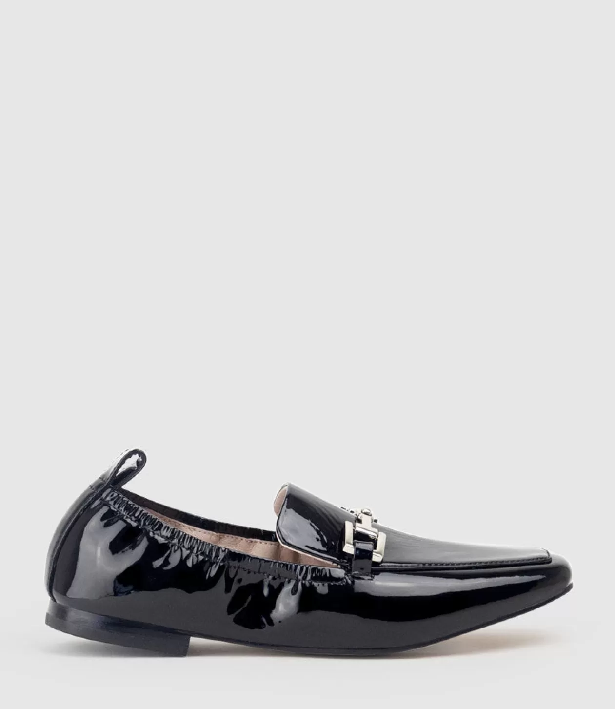 Edward Meller Loafers & Moccasins<Famine Elastic Back Slipper With Hardware In Black Patent