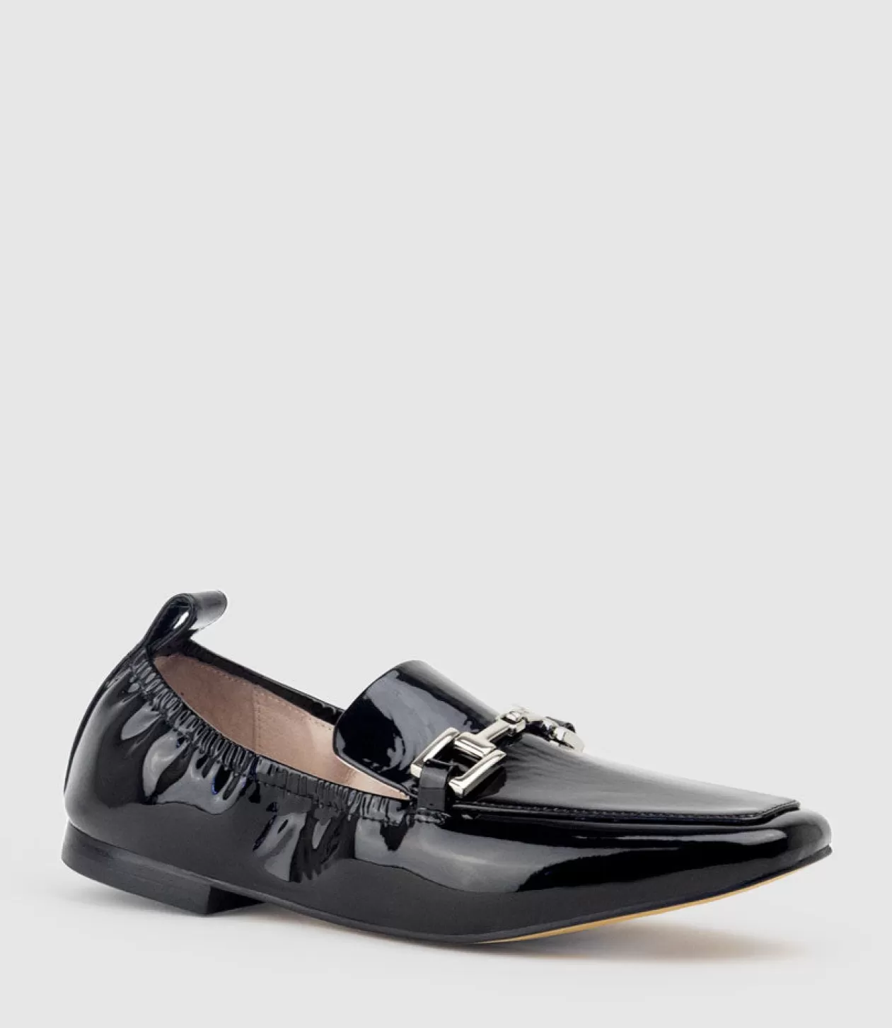 Edward Meller Loafers & Moccasins<Famine Elastic Back Slipper With Hardware In Black Patent