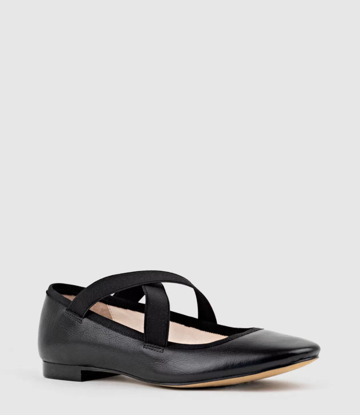 Edward Meller Ballet Flats<Felicity Elastic Cross Strap Ballet In Black Calf