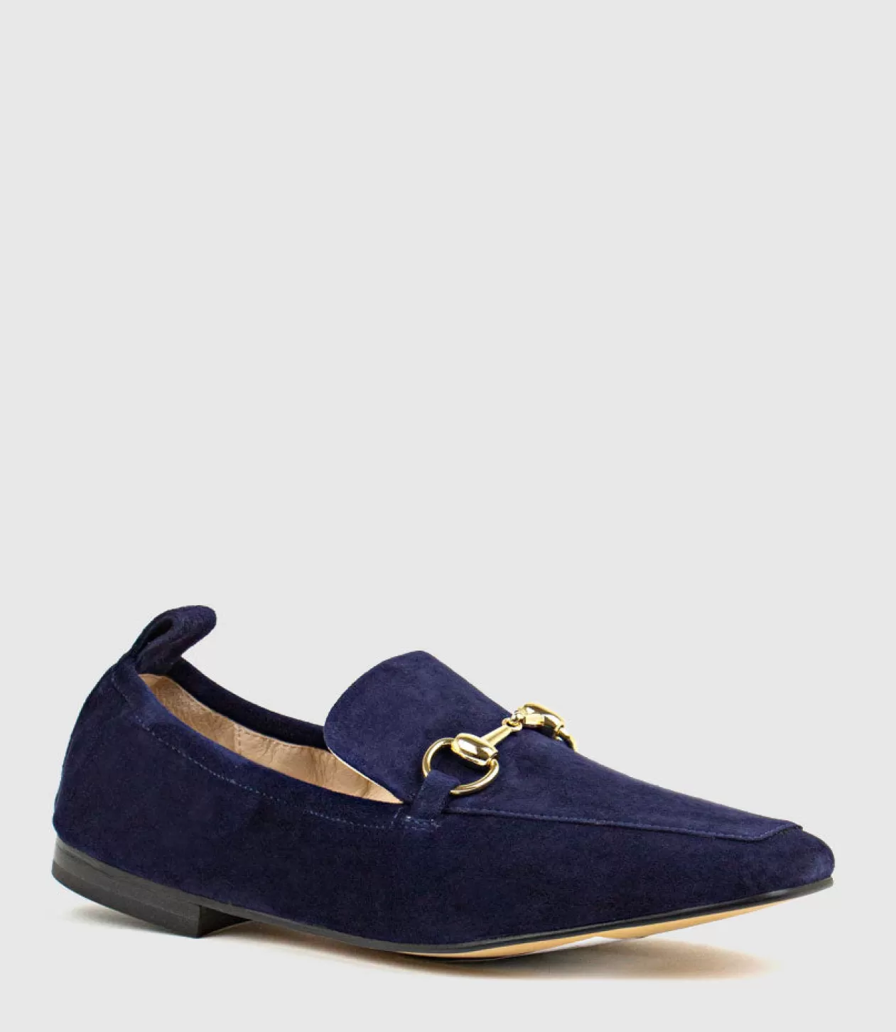 Edward Meller Loafers & Moccasins<Finer Elastic Back Slipper With Hardware In Navy Suede