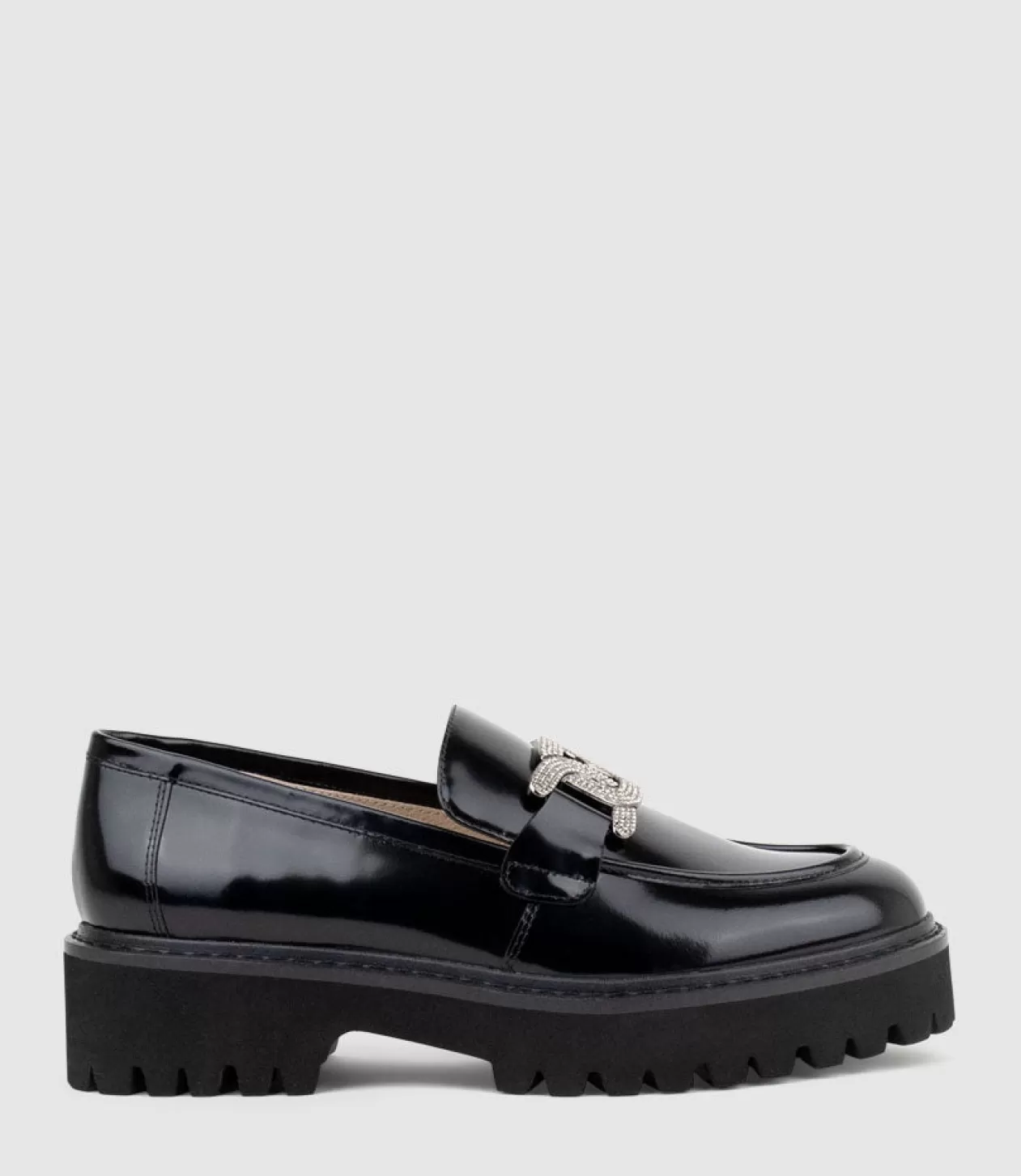 Edward Meller Loafers & Moccasins<Gillie Moccasin With Crystal Trim In Black High Shine