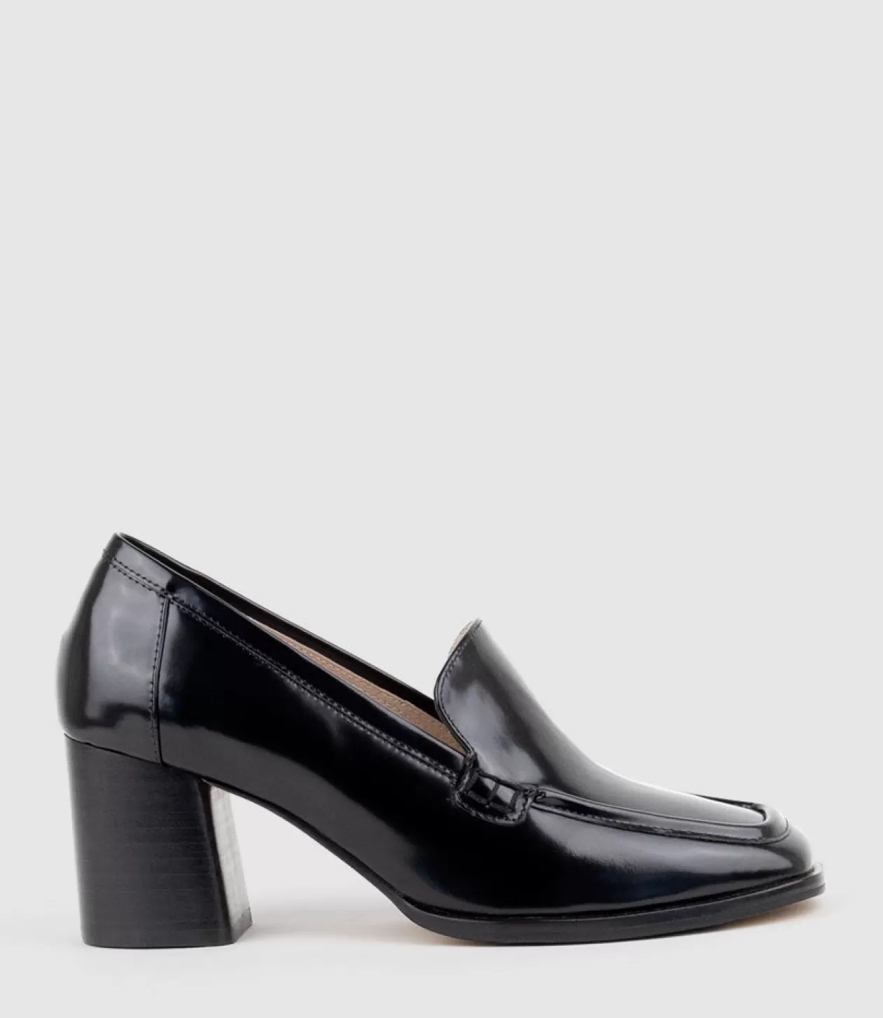 Edward Meller Mid Heel<Hailey65 Albert Throat Pump In Black High Shine