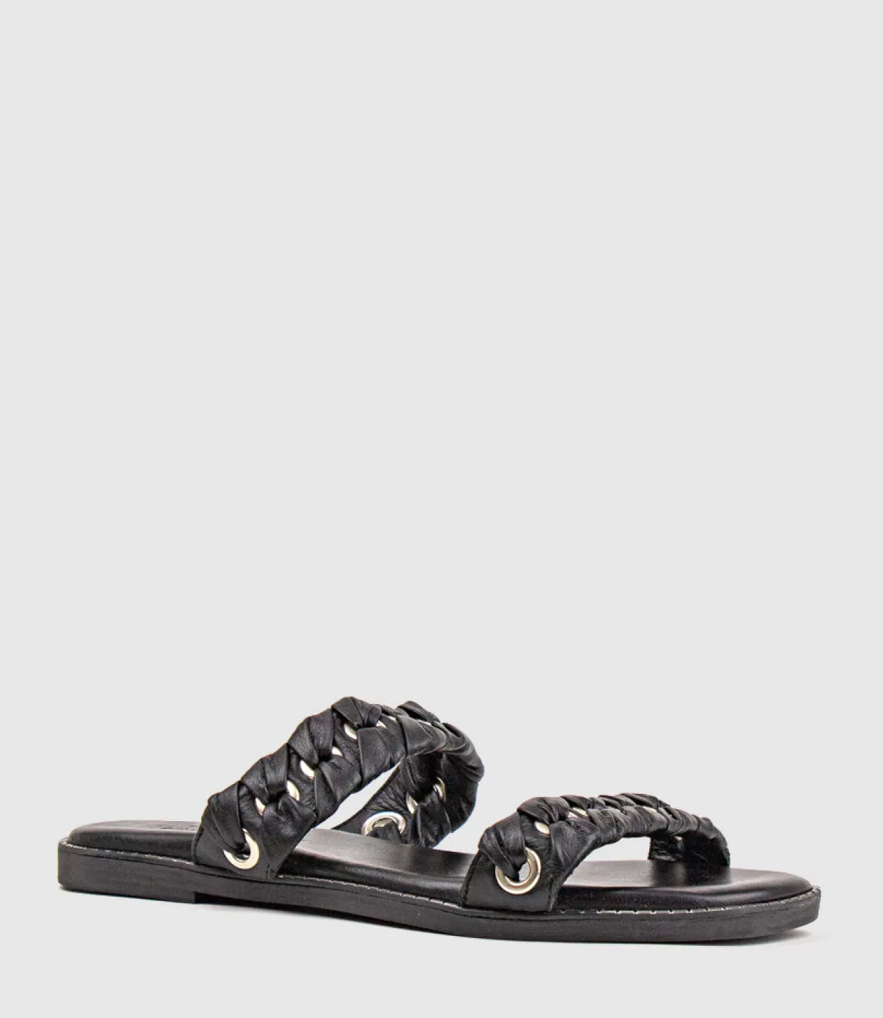 Edward Meller Low Sandals<Henley Two Strap Slide With Metal Detail In Black