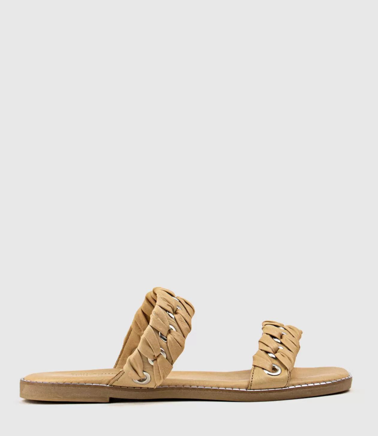 Edward Meller Low Sandals<Henley Two Strap Slide With Metal Detail In Natural