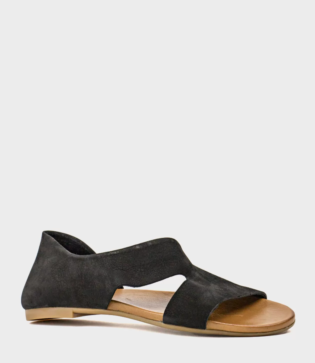 Edward Meller Low Sandals<Heston Open Toe Flat Dorsay In Black Nubuck