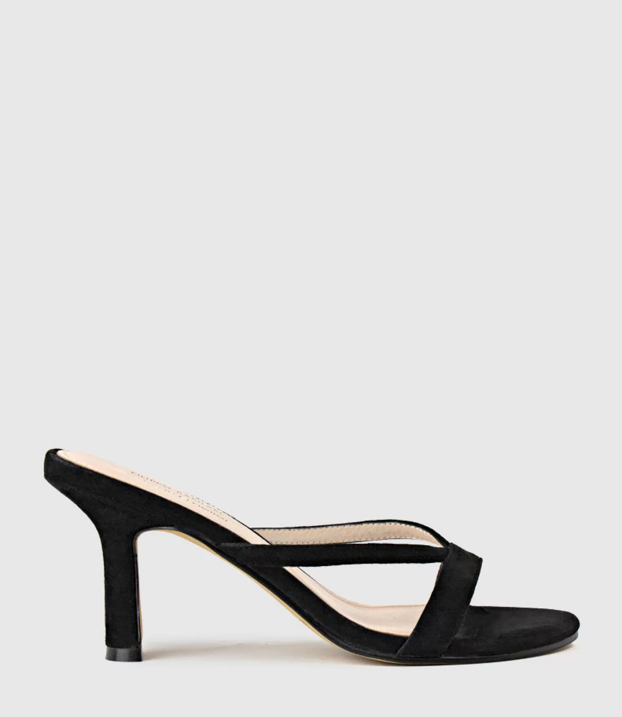 Edward Meller Mid Heel Sandals<Imani75 Fine Heel Slide In Black Suede