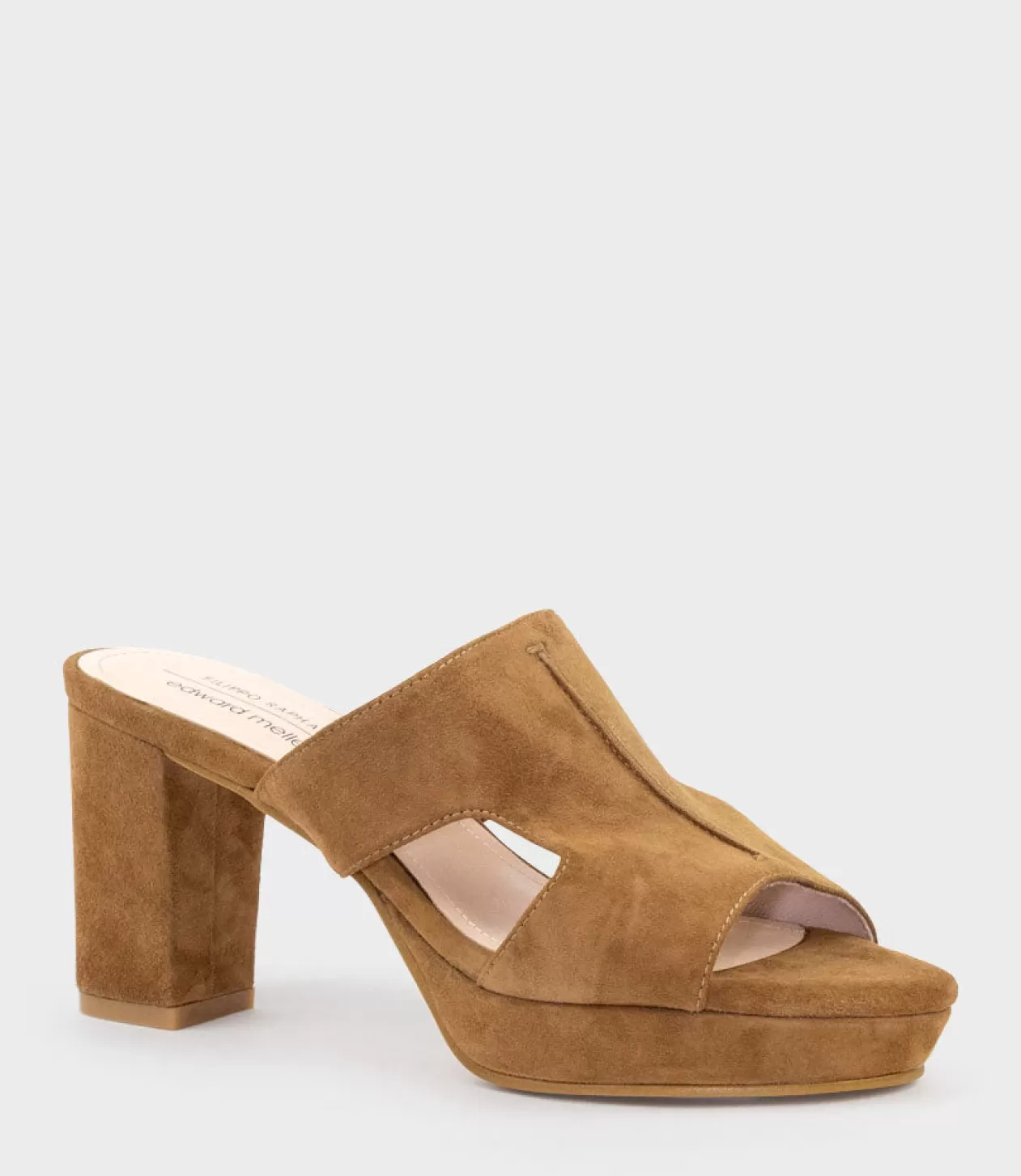 Edward Meller Platform Sandals<Iris80 Platform Slide With Cut-Out In Tawny Suede