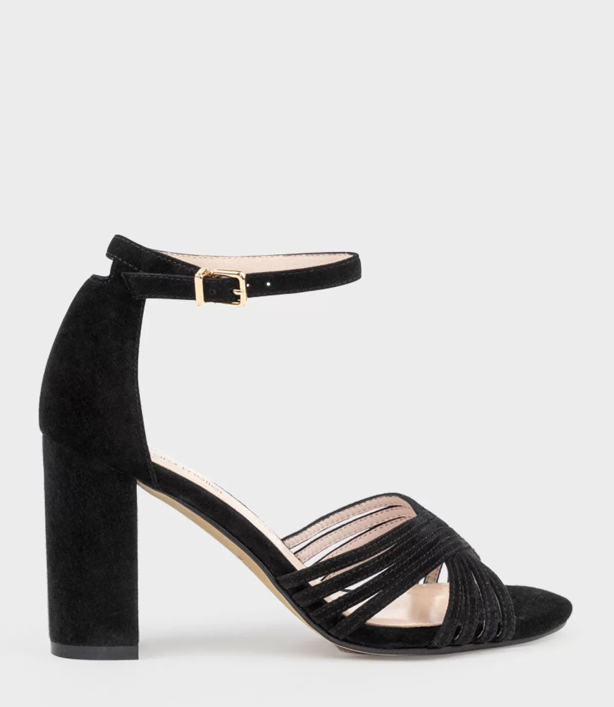 Edward Meller High Heel Sandals<Karina85 Multistrap Block Heel Sandal In Black Suede