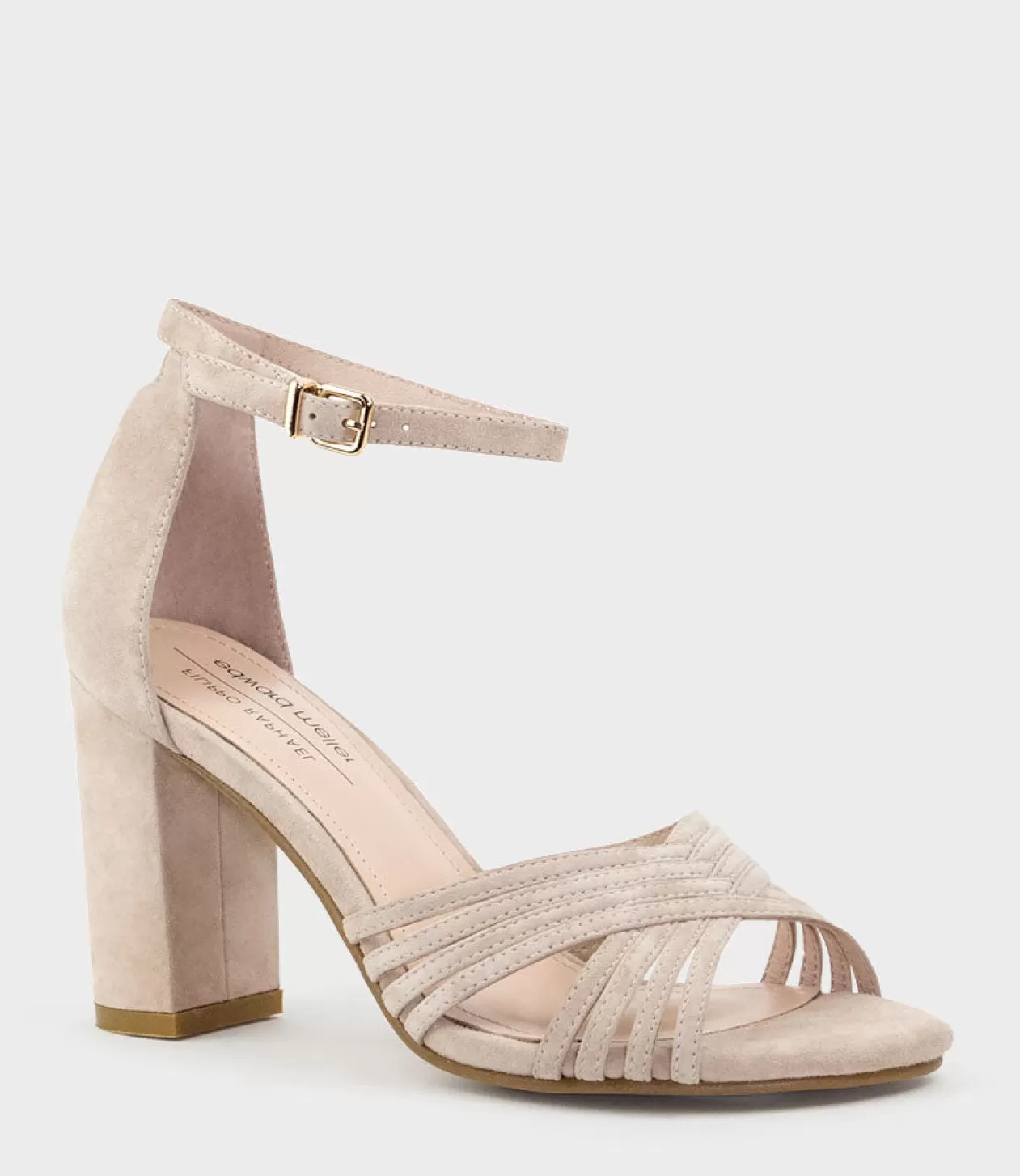 Edward Meller High Heel Sandals<Karina85 Multistrap Block Heel Sandal In Blush Suede