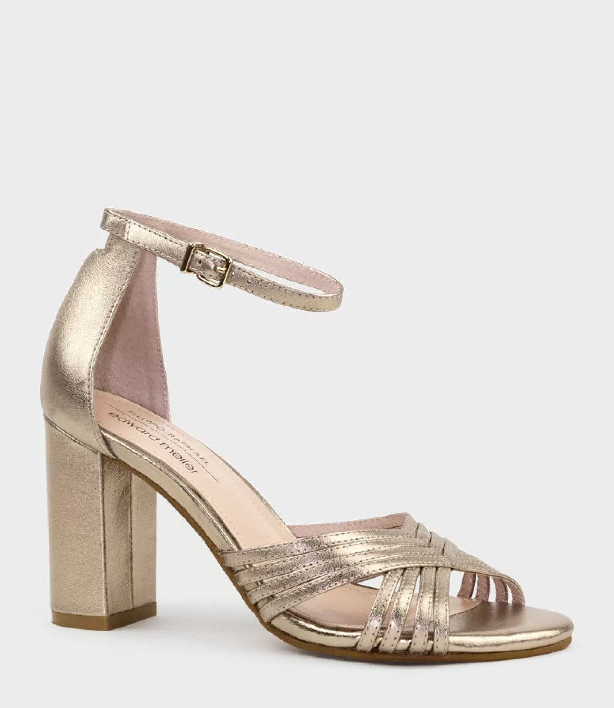 Edward Meller High Heel Sandals<Karina85 Multistrap Block Heel Sandal In Rosegold