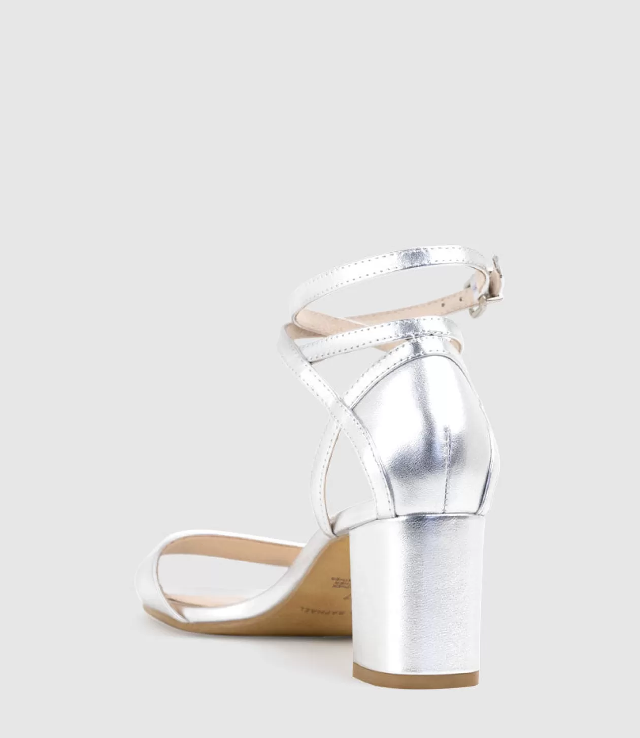 Edward Meller Mid Heel Sandals<Kenia60 Block Heel Sandal With Hourglass Ankle Wrap In Silver