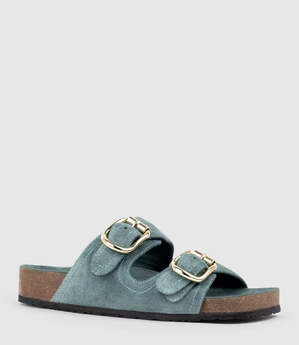 Edward Meller Low Sandals<Kori Two Strap Slide On Footbed In Green Suede