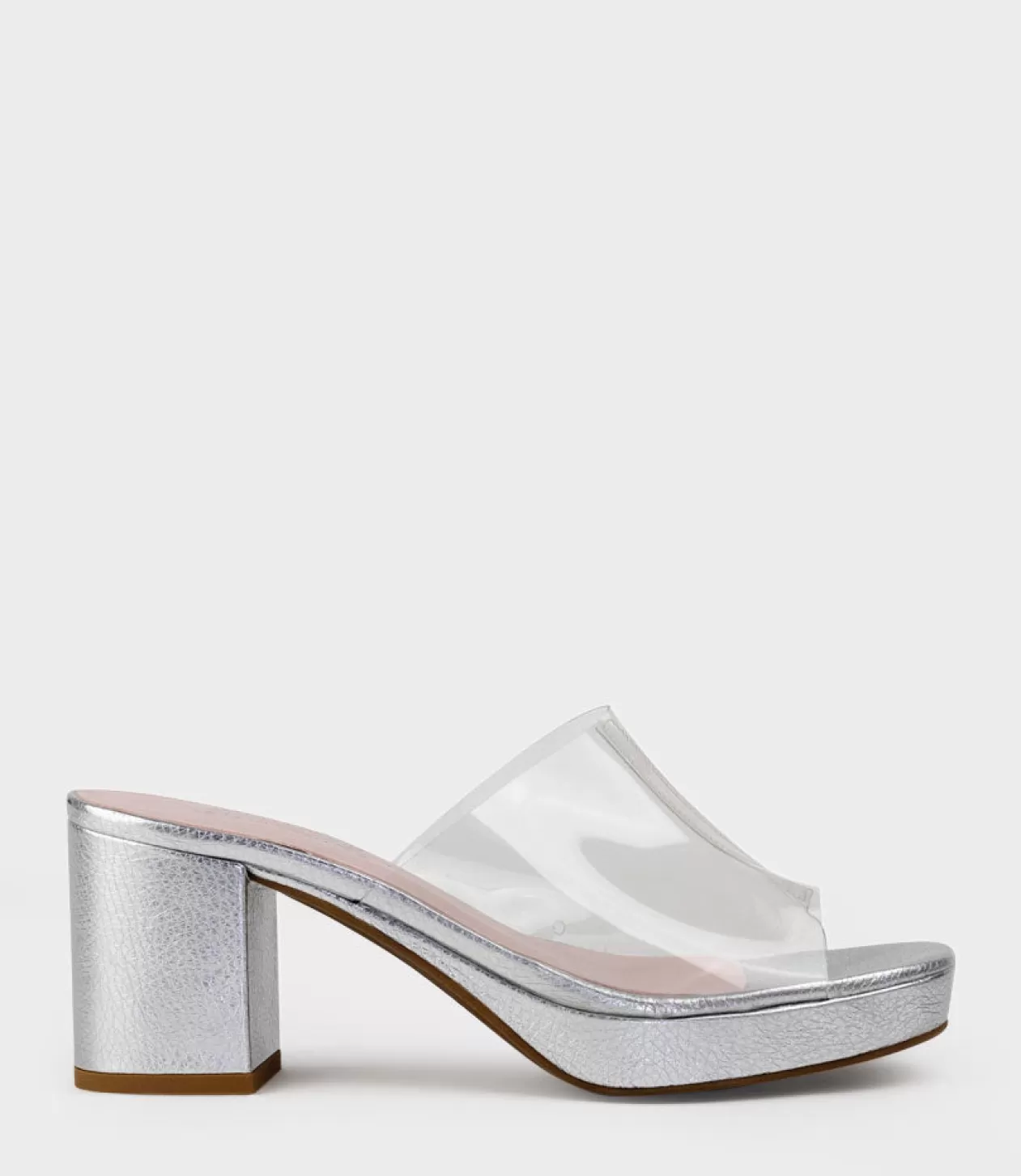 Edward Meller High Heel Sandals<Krystal75 Vinalyte Platform Slide In Silver