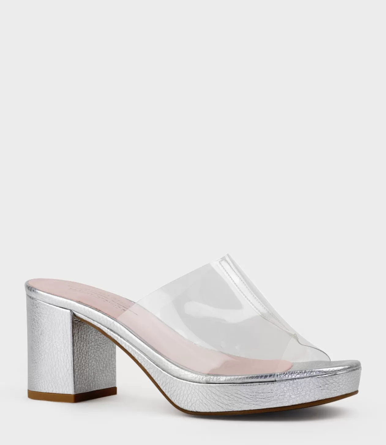 Edward Meller High Heel Sandals<Krystal75 Vinalyte Platform Slide In Silver