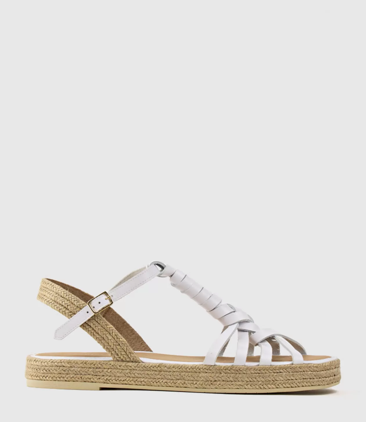 Edward Meller Low Sandals<Lyra Wrapped T-Bar Flat Espadrille In White